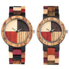 Vintage Wood Pattern Dial Quartz Watch for Men Women Colorful Wooden Bangle Watch Band Stylish Natural Wooden Couple Wristwatch