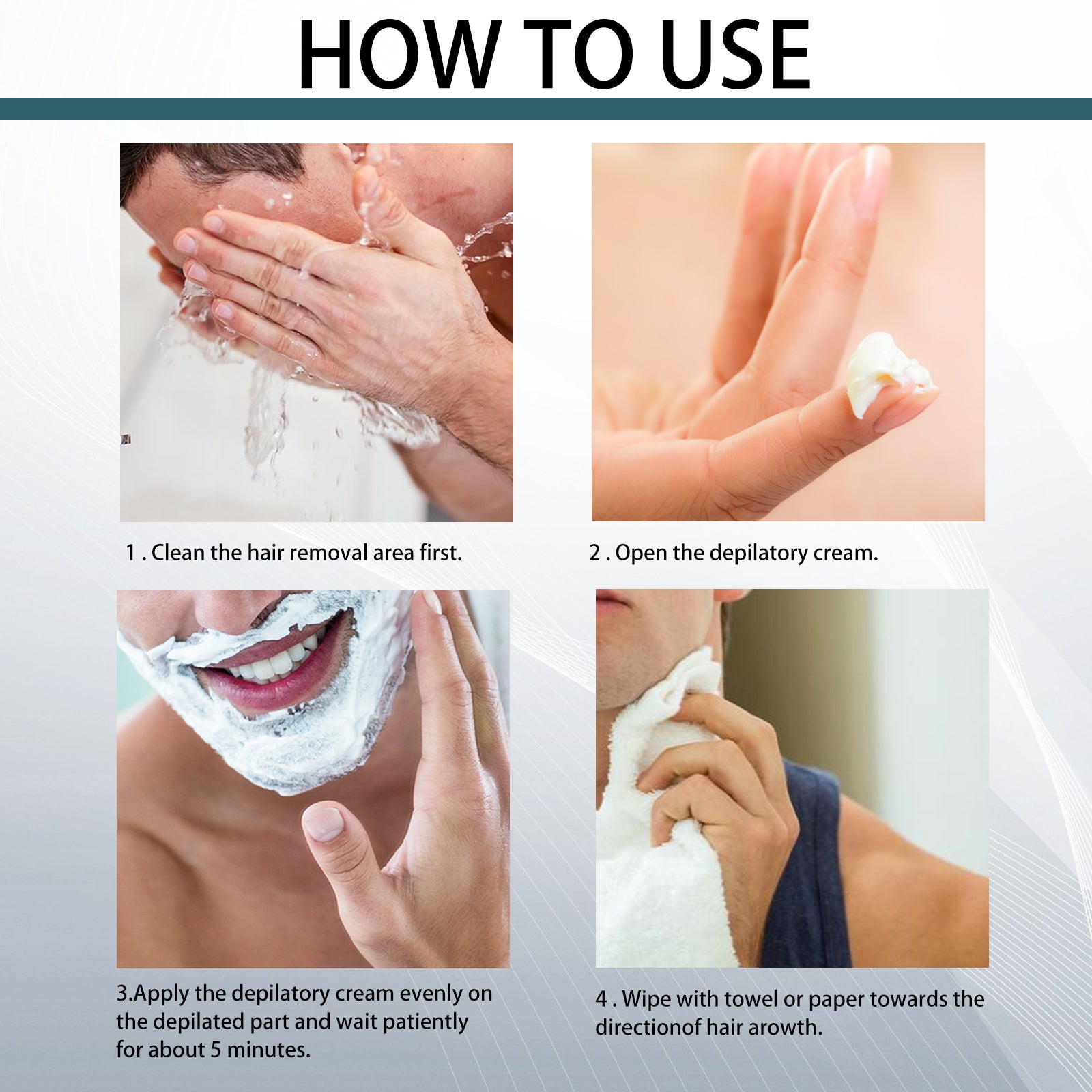 Men's Hair Removal Cream, Facial Armpit Leg Chest Hair Clean Not Damaging Skin Hair Removal Cream