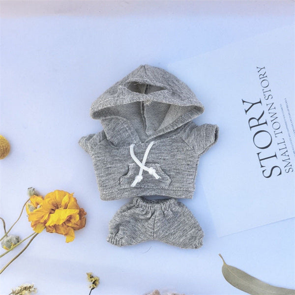 17cm Vinyl Macaron Plush Keychain Pulling Cloth Pendant Labubu Doll for Hoodie Pants Set