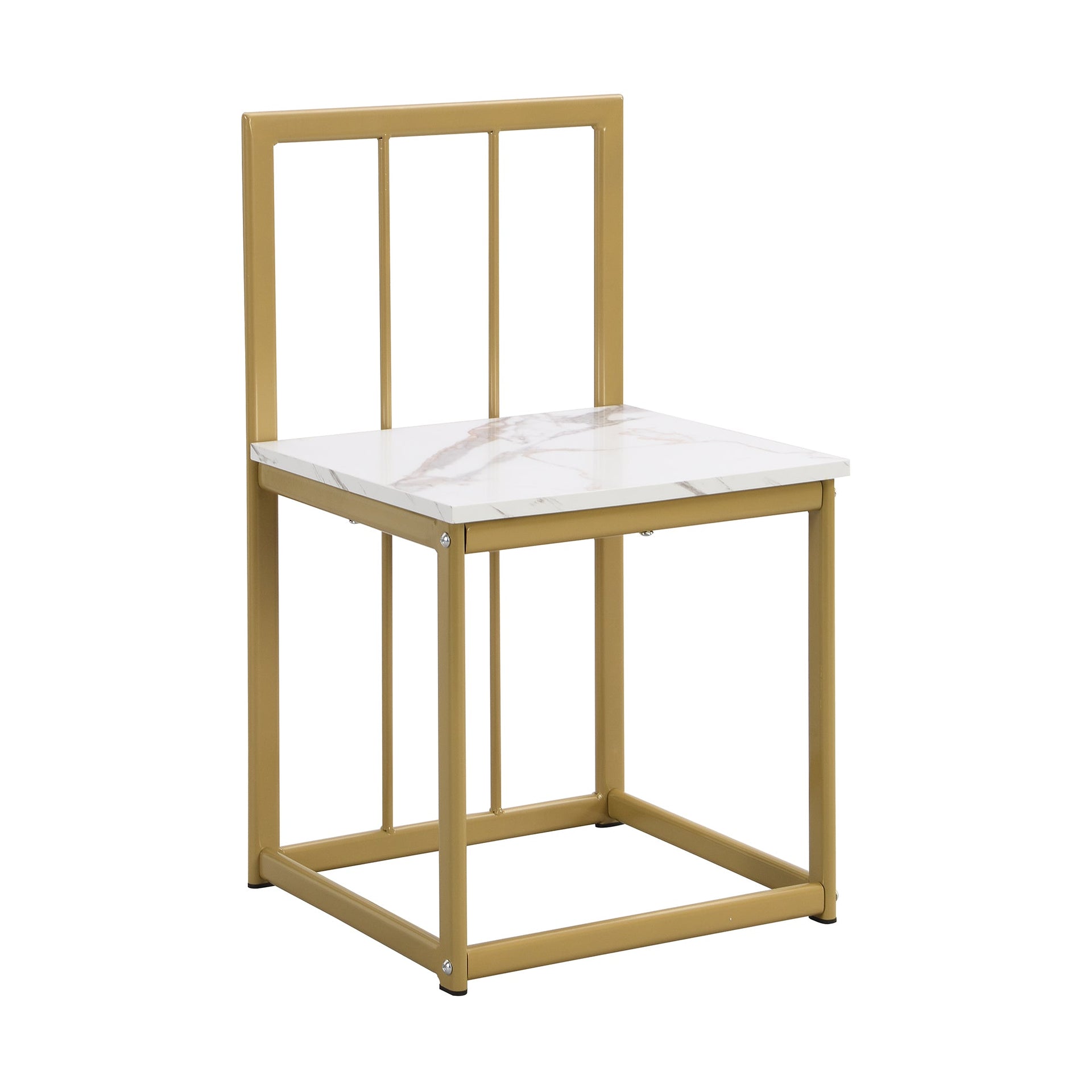 TOPMAX Modern 7-Piece Dining Table Set with Faux Marble Compact 55Inch Kitchen Table Set for 6  Golden+White