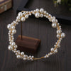 Handmade pearl twisted bead beaded soft chain headband headwear - gold