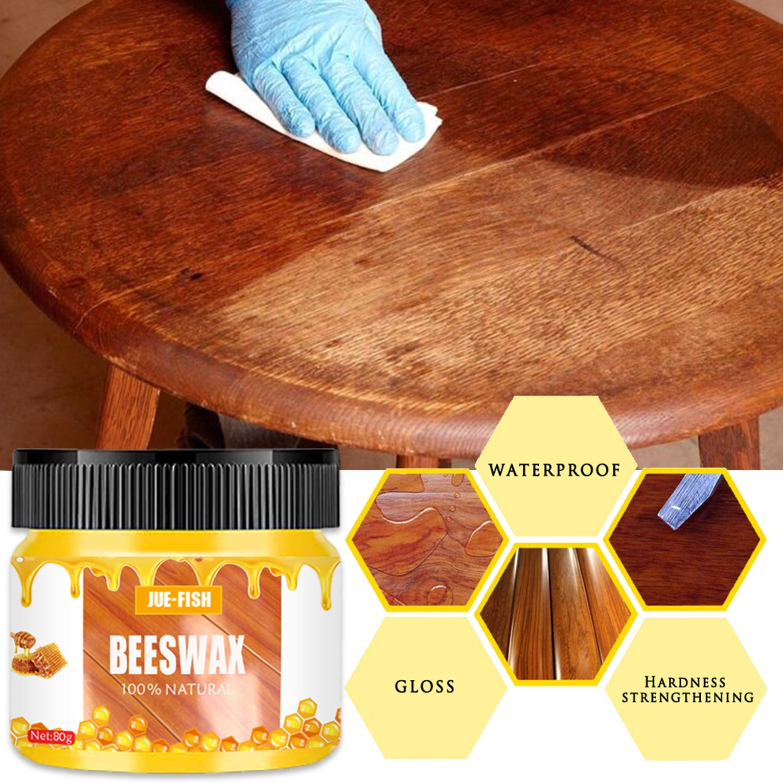 Beeswax, Wood Furniture Floor Brightening Wear Resistant Polishing Clean Scratches Refurbished Maintenance Care Wax