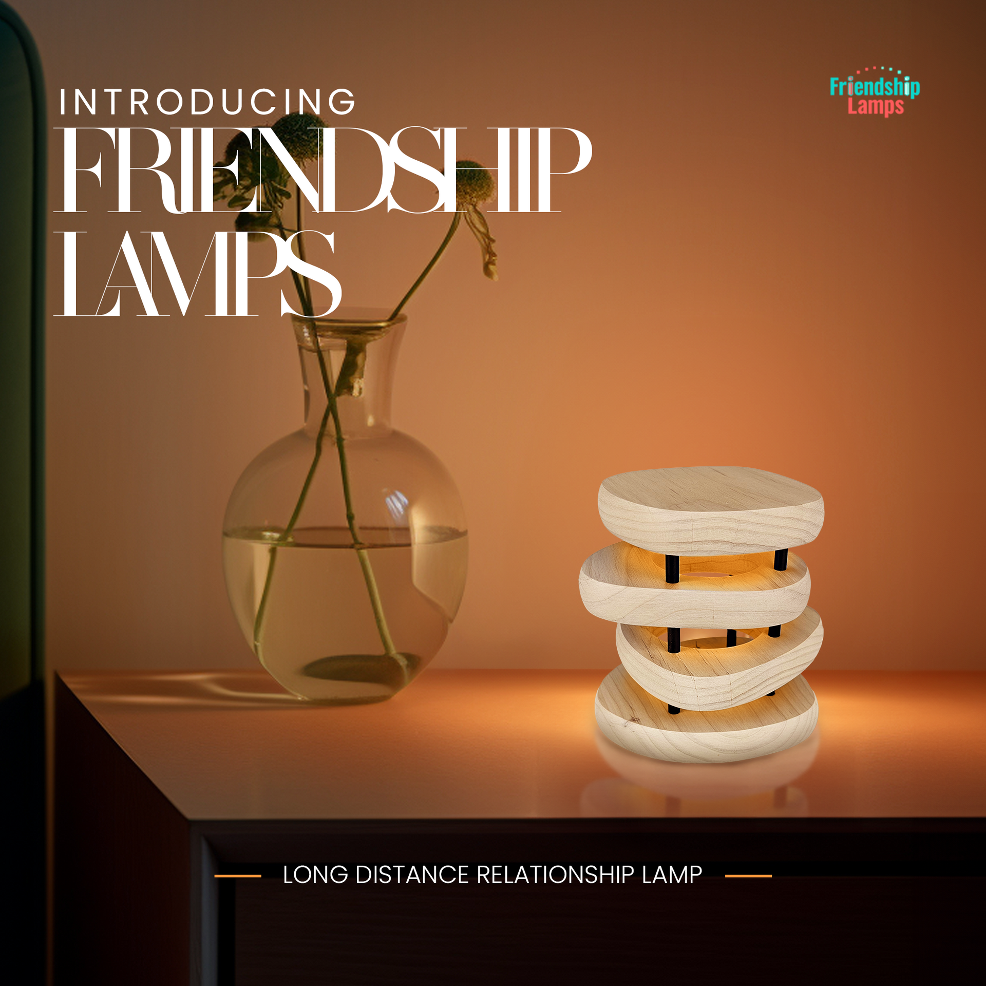 Mid-Century Design Friendship Lamp – Retro Wi-Fi Touch Lamp | Stay Connected Through Time & Distance