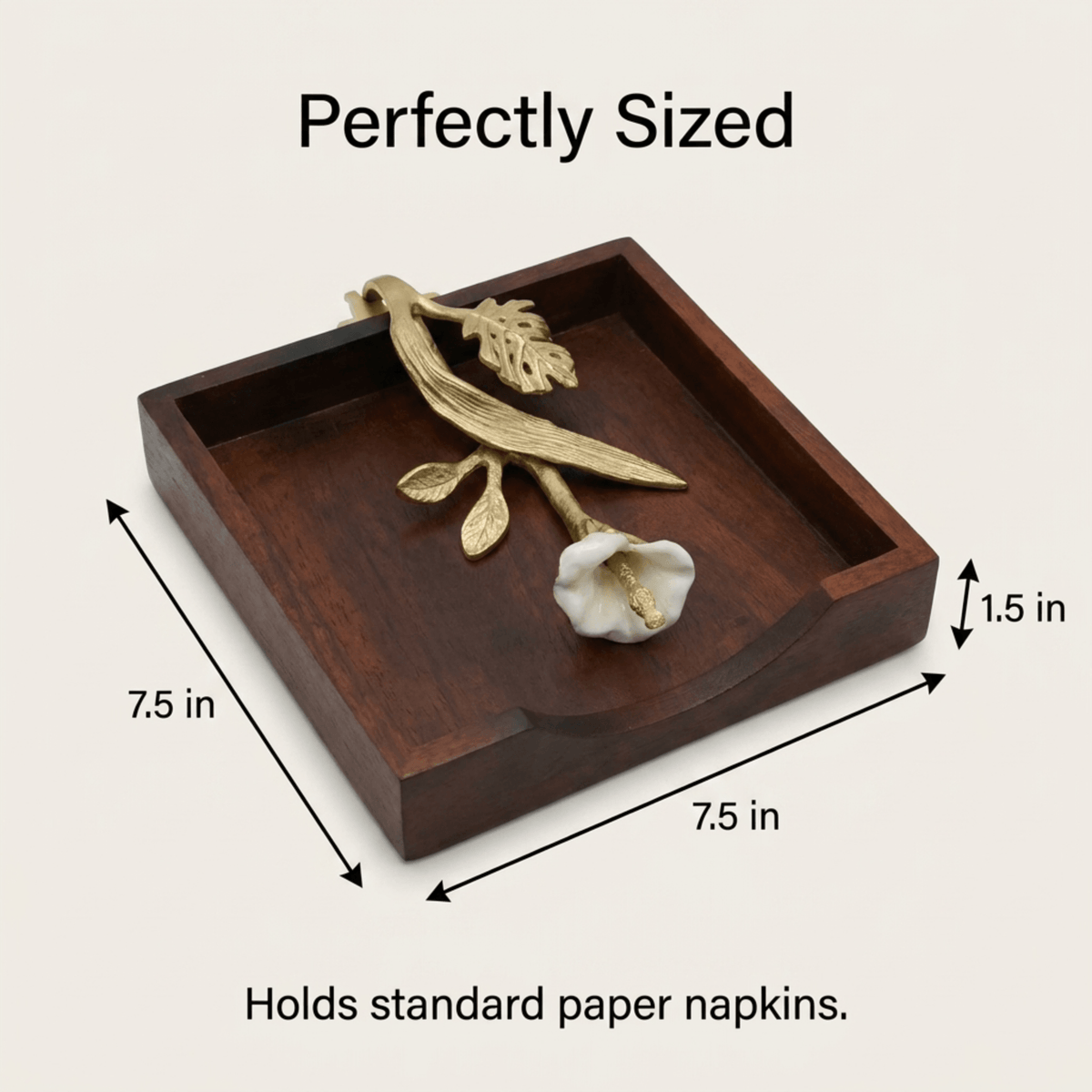Wooden Napkin Holder – Gold Finish Ornament