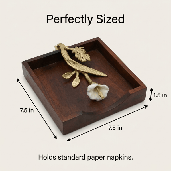 Wooden Napkin Holder – Gold Finish Ornament
