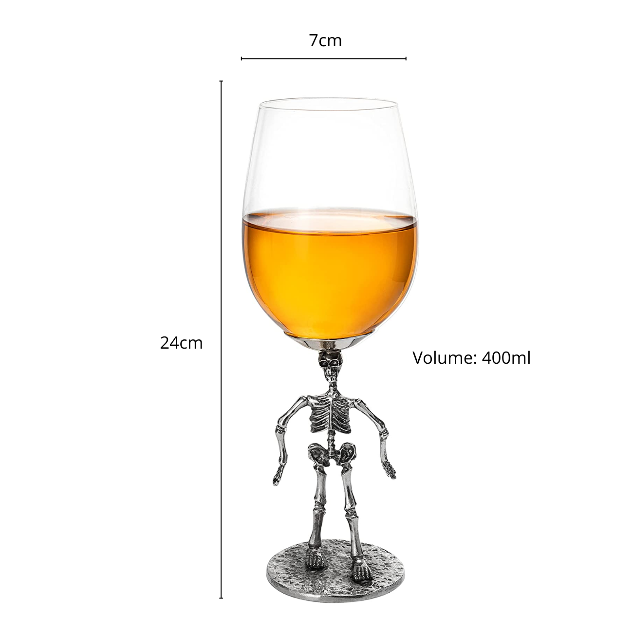 Stemmed Skeleton Wine Glass Set of 2 by The Wine Savant - 12oz Skeleton Glasses 10