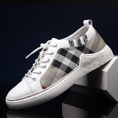 Black Mens Fashion Sneakers Breathable Skateboard Shoes High Quality Trainers Shoes Casual Genuine Leather Casual Shoes Fashion Comfortable Walking Shoes
