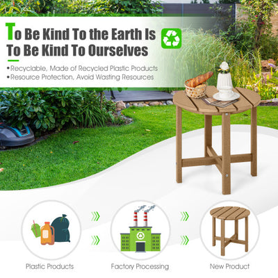 Set of 2 18 Inch Round Weather-Resistant Adirondack Side Tables-Brown