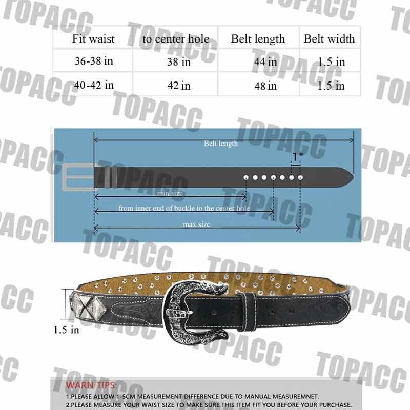TOPACC Western Super Concho Horse Cross Sword Black Country Belts Genuine Leather - Gifts for You 'n Me