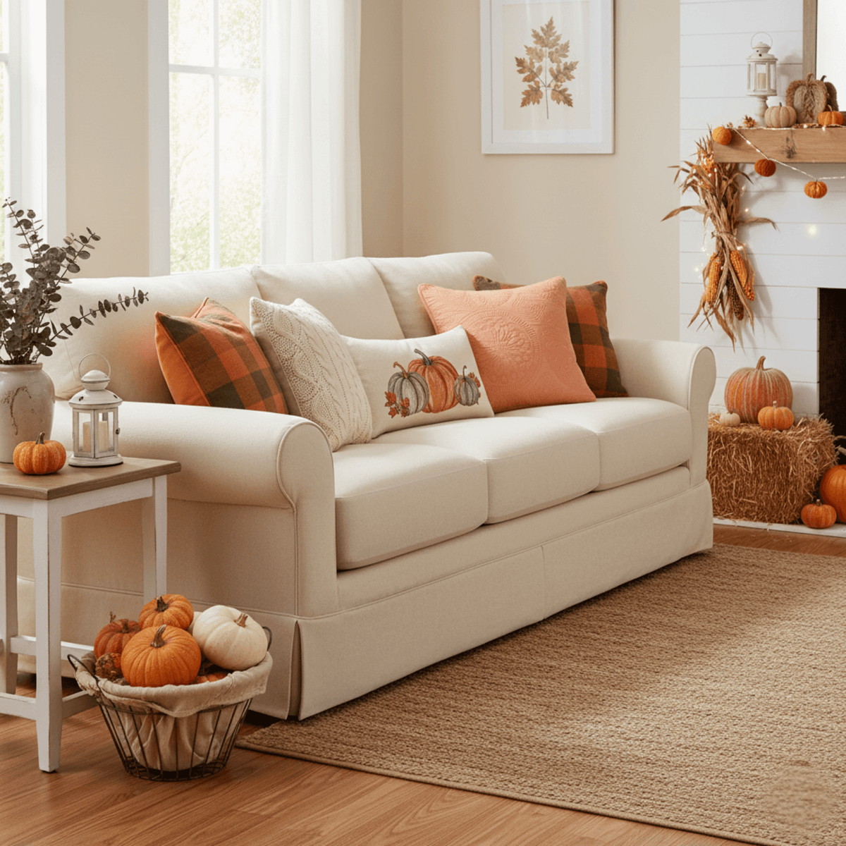 Tache Cotton Stone Washed Rustic Orange Medallion Tuscany Sunrise Cushion Covers / Euro Sham (JHW-595)