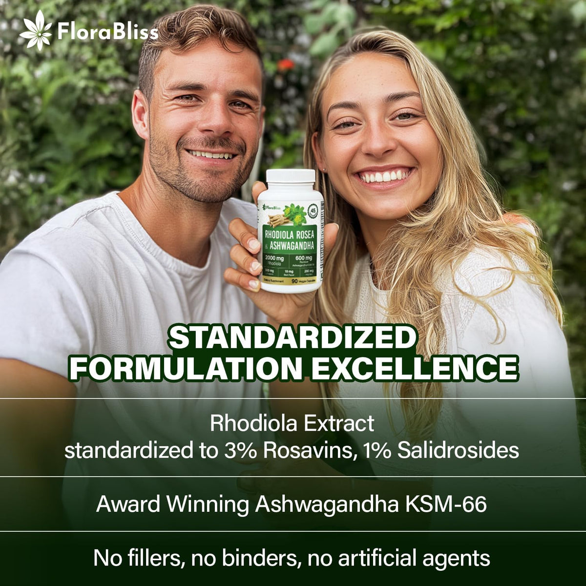 Rhodiola Rosea 2000mg with Ashwagandha KSM-66, L-Theanine, Holy Basil & BioPerine - High Potency Vegan Capsules