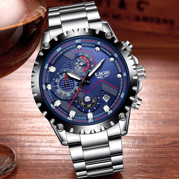 Business Elegant Men's  Watch With Chronometers Day View  Fluorescent Hands Excellent Look Unique Design Perfect Gift For Your Man