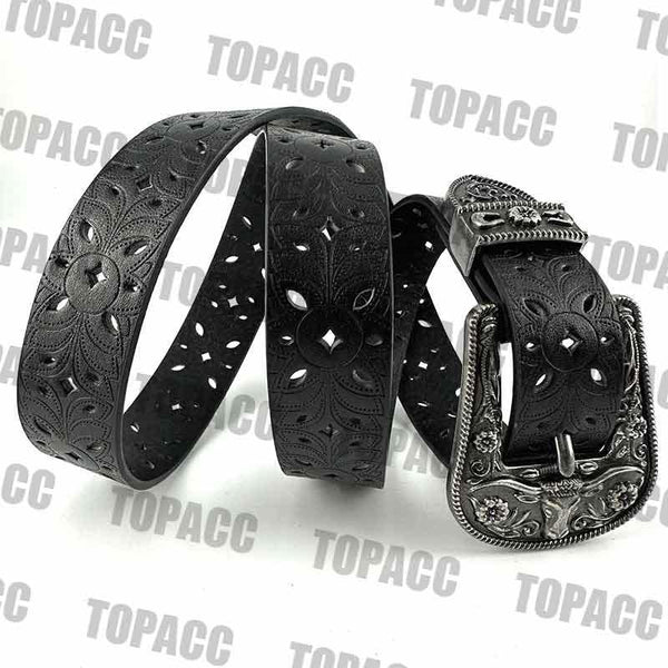 TOPACC Western Hollow PU Leather Belts Cowgirl Leather Designer Belts - Gifts for You 'n Me