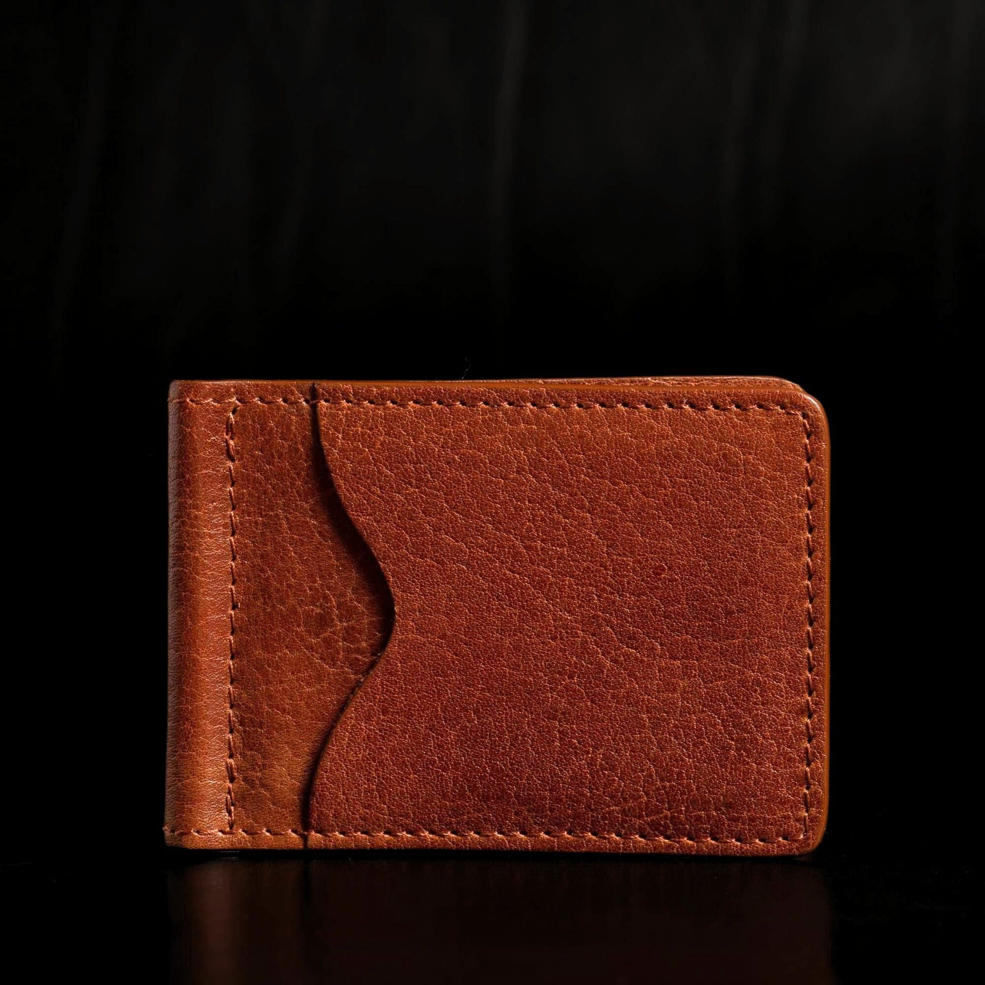 The Pinnacle Wallet - Cognac Slim Money Clip Pebble Grain Leather Wallet