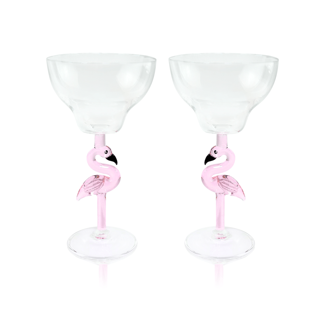 3D Flamingo Margarita Jersey Art Glass