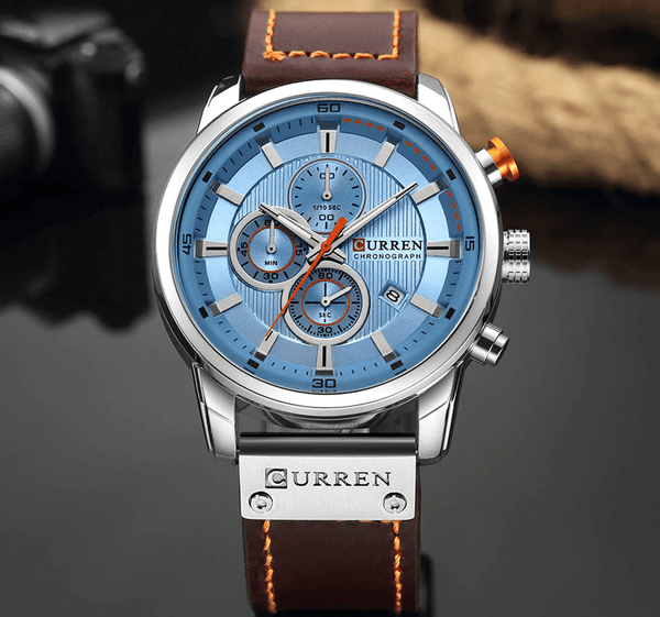 Men's Waterproof Elegant Sport Watch With Chronometers Day View, Leather  Belts And Hardlex Scratch Resistant Glass Perfect Gift For Him