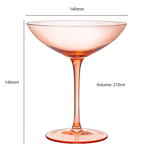 The Wine Savant Champagne Coupes 12oz Colorful Champagne Glasses, Prosecco, Mimosa Glasses Set, Cocktail Glass Set, Bar Glassware Luster Glasses (2, Orange)