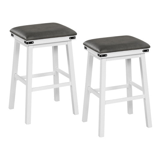Set of 2 24/30 Inch Dining Bar Stool with Acacia Wood Frame-30 inches