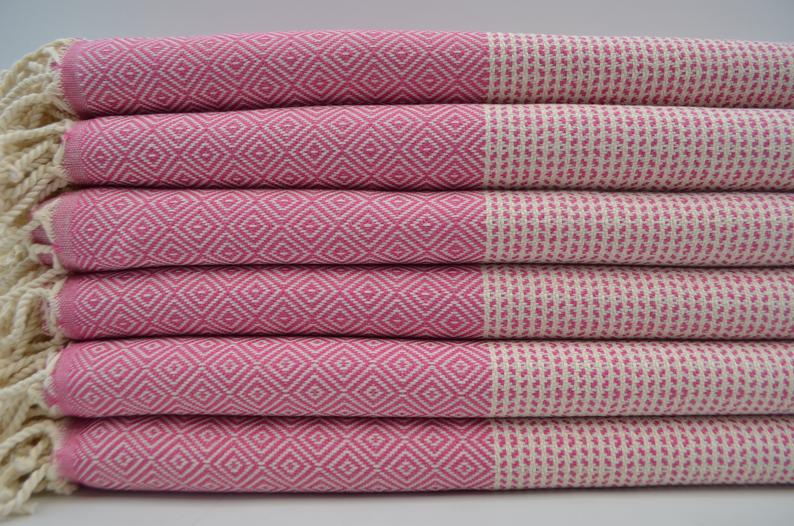 Dotty Diamond Pink Turkish Towel