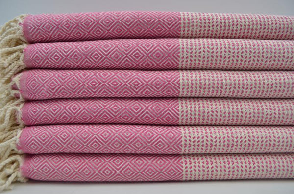 Dotty Diamond Pink Turkish Towel