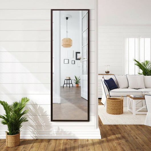 Full Length Metal Door Mirror with Adjustable Hook-Coffee