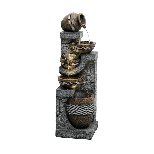Resin Carved Clay Urn Outdoor Water Fountain 42 Inch