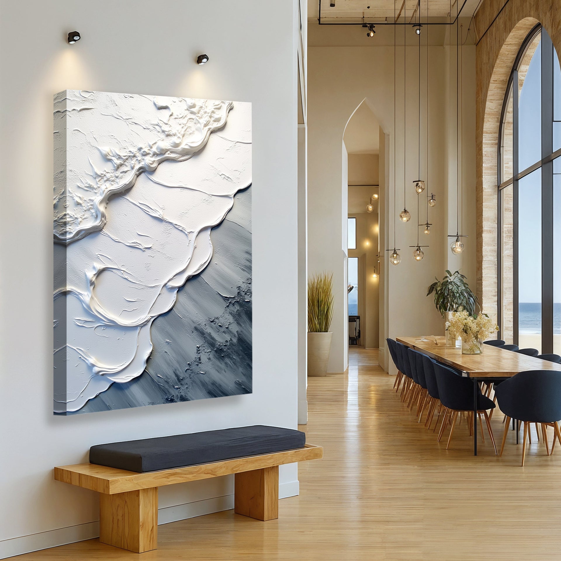 Abstract Minimalist Wave Impasto Wall Art II Tailored Canvases