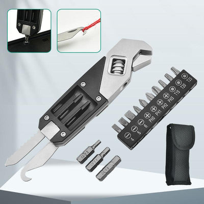 Multitool Wrench With 8 Tools/Pliers/Wire Cutter/Flat Screwdriver/Phillips Screwdriver/Portable Folding Multifunctional Adjustable Multi Purpose Stainless Steel Tool