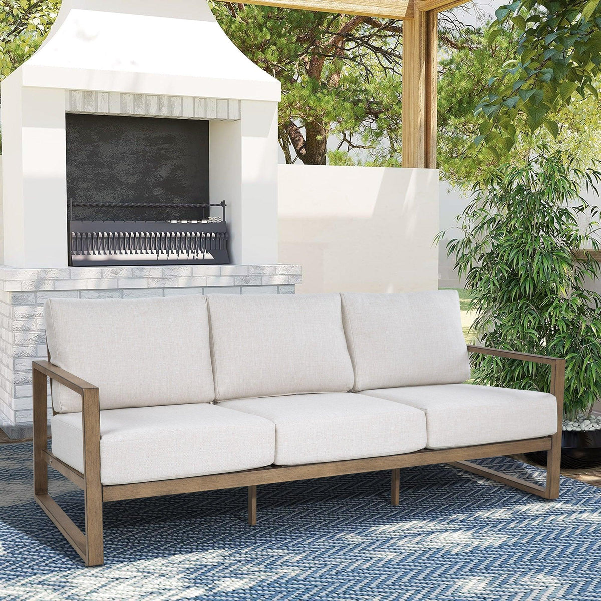 Hamarto 6 Pieces Aluminum Patio Swivel Chair Set With Ottoman