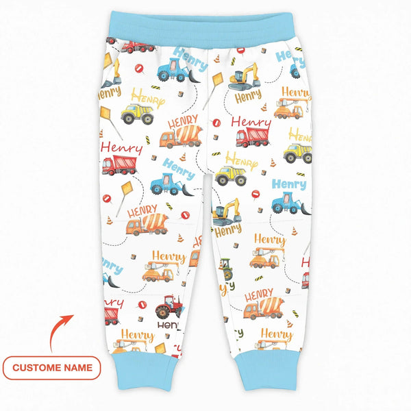 Construction Vehicles Custom Name Bamboo Jogger