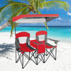 Patented Portable Folding Camping Canopy Chairs with Cup Holder-Red