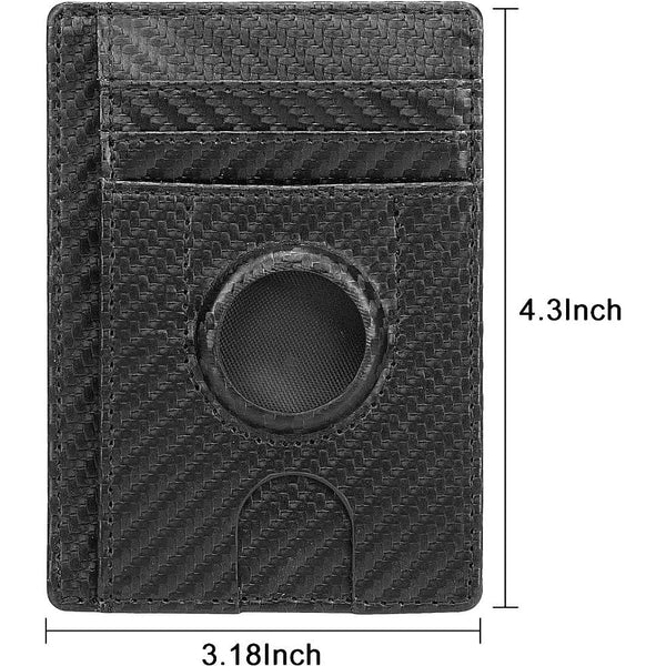 Slim Leather Carbon Style Wallet Case - Apple AirTag Zerodamage Sahara Case LLC
