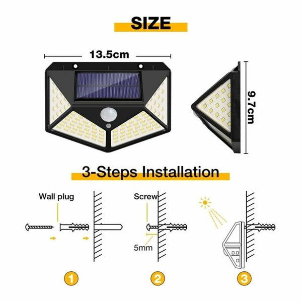 2-Pack Solar Powered 100-LED Motion Activated Outdoor Light