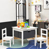 2-in-1 Kids Activity Table and 2 Chairs Set with Storage Building Block Table-White