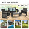 4 Pieces Patio Rattan Furniture Set with Glass Table and Loveseat-Black - Black