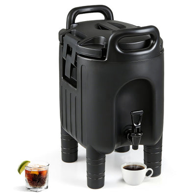 2.6 Gal Insulated Beverage Dispenser with Handles and Two-Stage Faucet-Black
