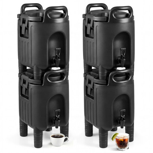 2.6 Gal Insulated Beverage Dispensers Set of 4 with Handles-Black