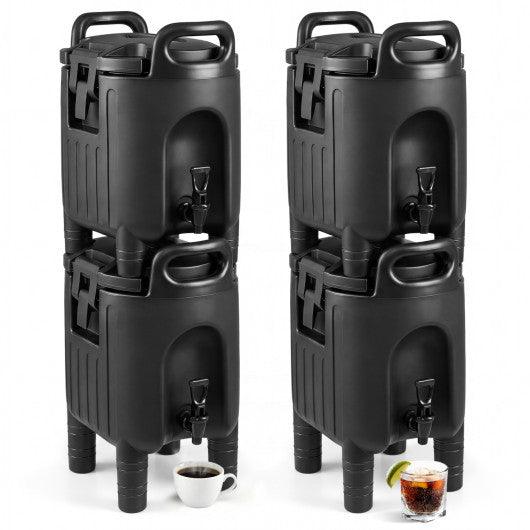 2.6 Gal Insulated Beverage Dispensers Set of 4 with Handles-Black