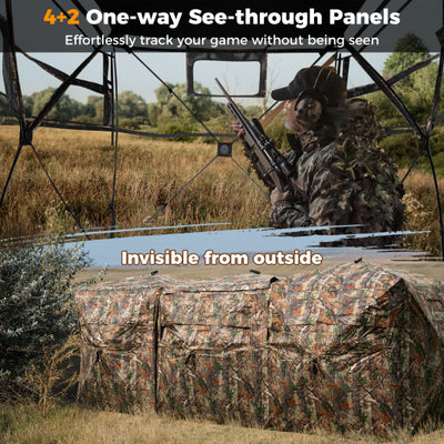 2-6 Person Side-by-Side Hunting Blinds Double One-way See-through Ground Blinds