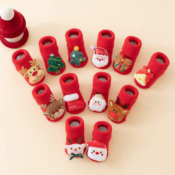 Baby Socks Christmas Newborn For Baby Boys/Girls Christmas Floor Socks Anti-Slip Baby Step Socks For Baby Kids