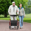Folding Rollator Walker with 8-inch Wheels and Seat-Red