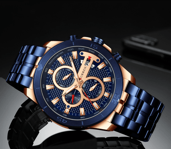 Men's Waterproof  Watch With Chronometers Day View And Fluorescent Hands Unique  Luxury Design  Perfect Gift