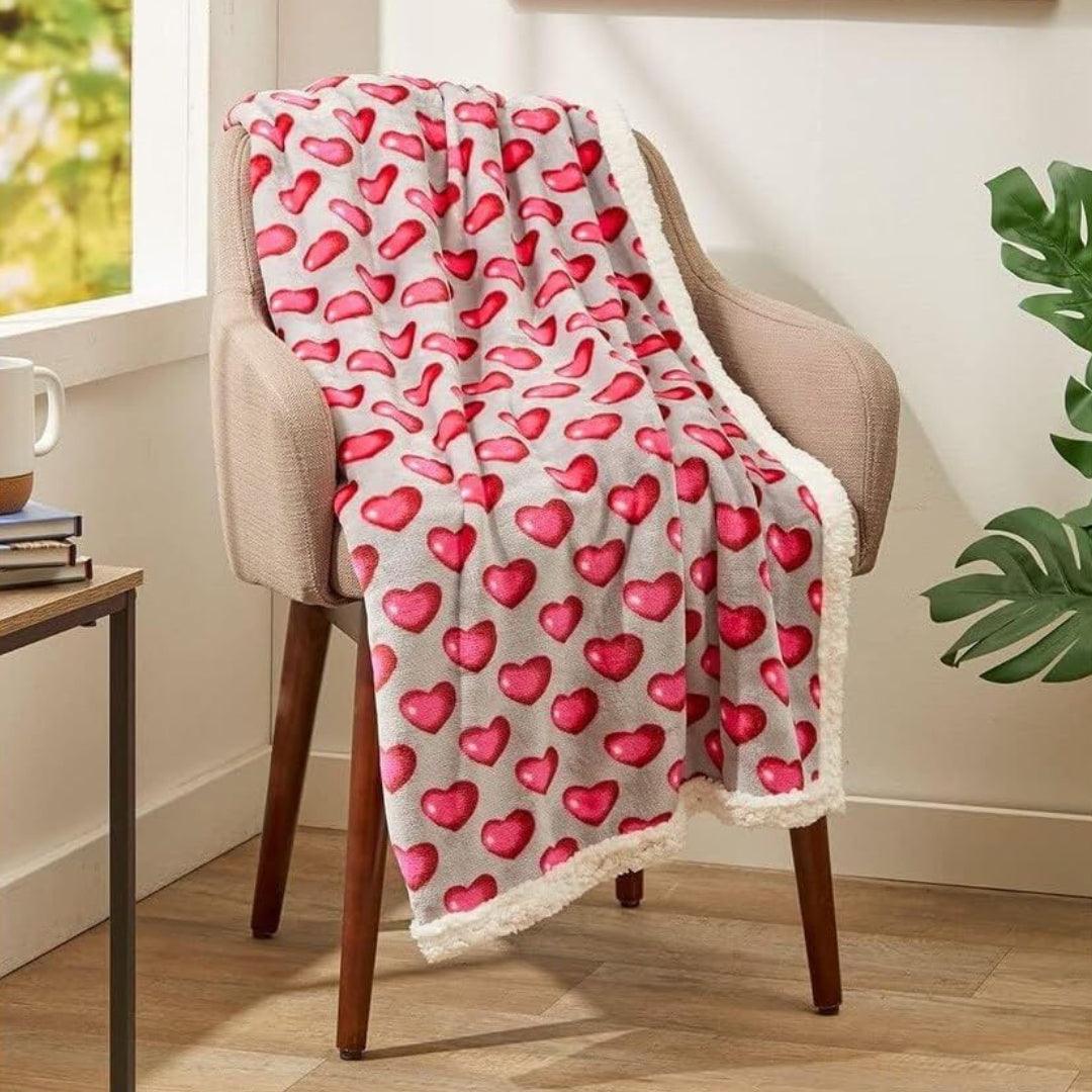 Valentine's Day Heart-Themed Throw Blanket – Ultra Plush, Soft, Cozy, and Luxurious Fleece, 50