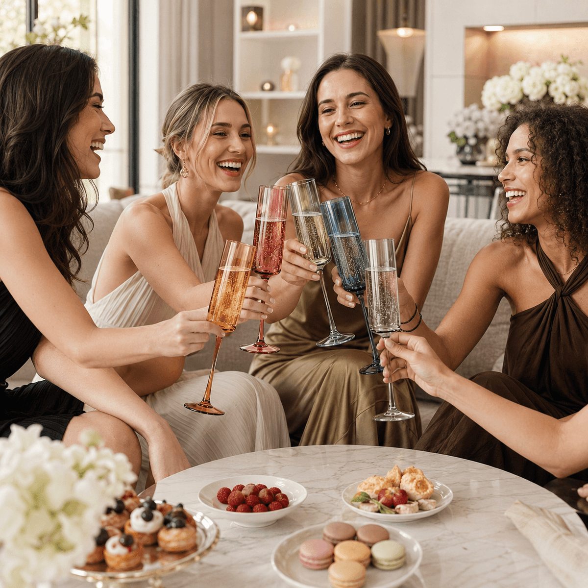 Tonal Champagne Flute Glassware, Set of 6