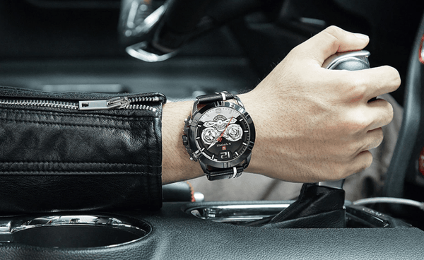 Waterproof  Quartz  Man Leather Sport Wrist Watch  Luxury Unique Design Perfect Gift