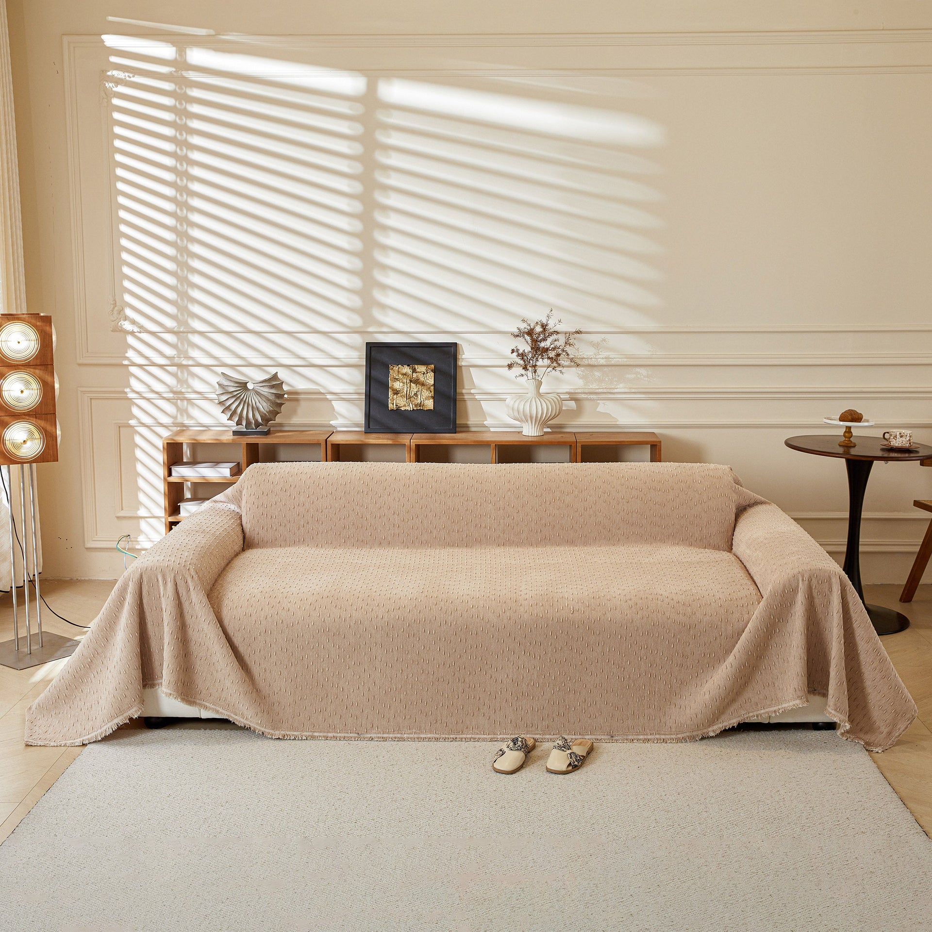 Textured Throw Blanket with 3D Dobby Weave, Minimalist Furniture Protector for Couch