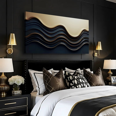 Black and Gold Minimalist Abstract Wall Art III