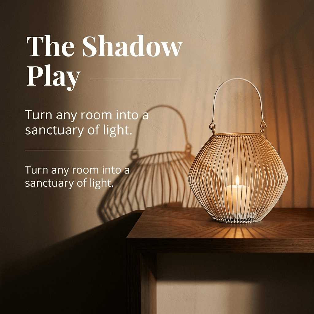 White Gold Candle Holder - Modern Glass Lantern for Indoor Outdoor Decor