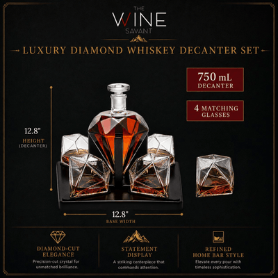 Diamond Decanter Set Premium Barware Gift Elegant Drinkware Collection