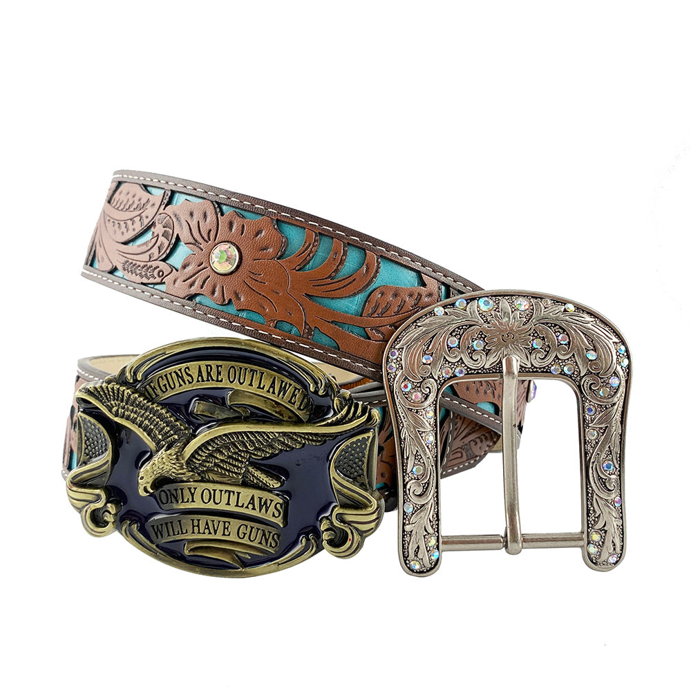 TOPACC Western Turquoise Belts - Eagle Belt Buckle